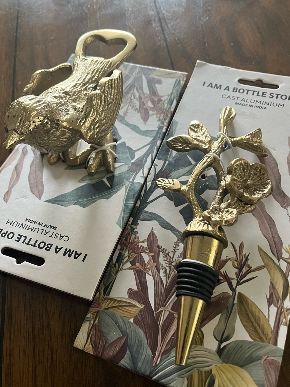 Bottle Stopper & Opener Set New Cast Metal * Heavy Vintage Look
